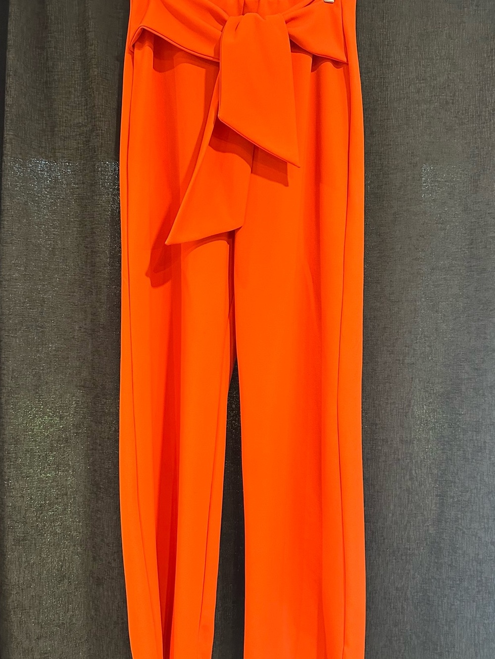 Bright Orange High-Waist Tie-Front Wide-Leg Pants